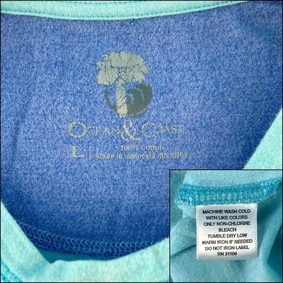 Ocean & Coast Long Sleeve Lightweight Blue Sweatshirt Size Large 100% Cotton - Picture 11 of 15